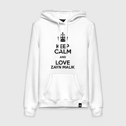 Толстовка-худи хлопковая женская Keep Calm & Love Zayn Malik, цвет: белый