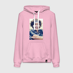 Толстовка-худи хлопковая женская Keep Calm & Love Harry Styles, цвет: светло-розовый