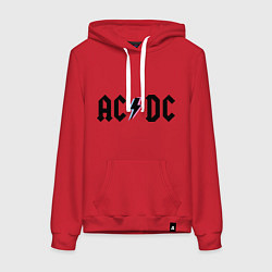Толстовка-худи хлопковая женская AC/DC, цвет: красный