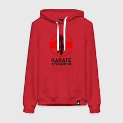 Толстовка-худи хлопковая женская Karate Kyokushin, цвет: красный