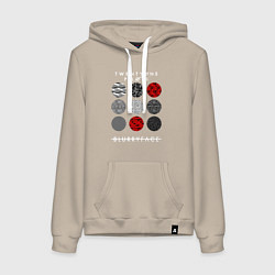 Толстовка-худи хлопковая женская TOP: Blurryface, цвет: миндальный