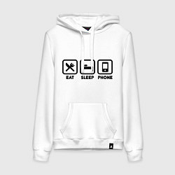 Женская толстовка-худи Eat sleep phone