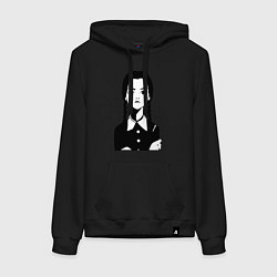 Толстовка-худи хлопковая женская Wednesday Addams, цвет: черный