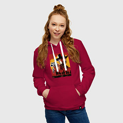 Толстовка-худи хлопковая женская Red dead redemption 2, цвет: маджента — фото 2