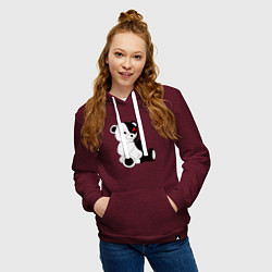 Толстовка-худи хлопковая женская Monokuma, цвет: меланж-бордовый — фото 2