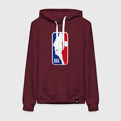 Толстовка-худи хлопковая женская NBA Kobe Bryant, цвет: меланж-бордовый
