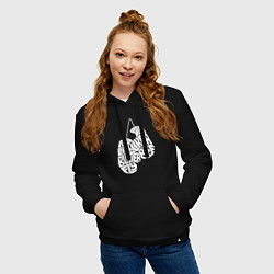 Толстовка-худи хлопковая женская Float like a butterfly, цвет: черный — фото 2