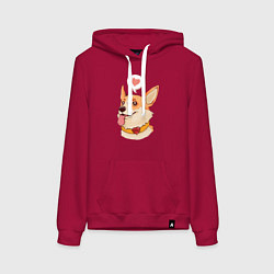 Толстовка-худи хлопковая женская КОРГИ, цвет: маджента