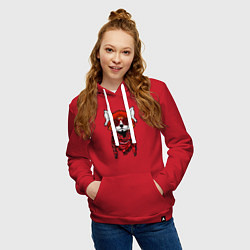 Толстовка-худи хлопковая женская Красная панда, цвет: красный — фото 2