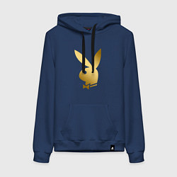 Толстовка-худи хлопковая женская PLAYBOY GOLD, цвет: тёмно-синий