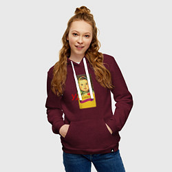 Толстовка-худи хлопковая женская Алёнка-удалёнка, цвет: меланж-бордовый — фото 2