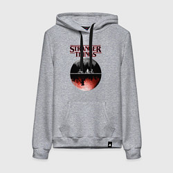 Толстовка-худи хлопковая женская Очень странные дела, цвет: меланж