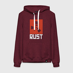 Толстовка-худи хлопковая женская RUST, цвет: меланж-бордовый