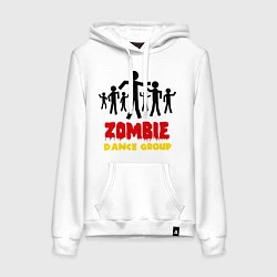 Толстовка-худи хлопковая женская Zombie dance group, цвет: белый