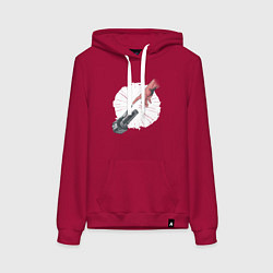 Толстовка-худи хлопковая женская Сотворение Адама - Мотоцикл, цвет: маджента