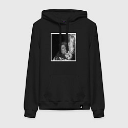 Толстовка-худи хлопковая женская MASK, цвет: черный