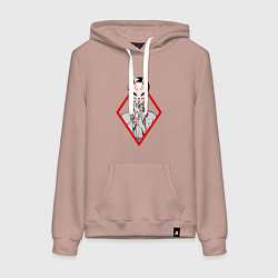 Толстовка-худи хлопковая женская Женщина в маске, цвет: пыльно-розовый