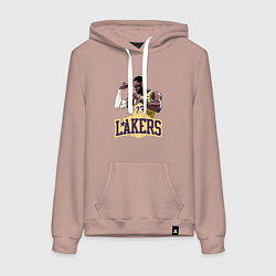 Толстовка-худи хлопковая женская LeBron - Lakers, цвет: пыльно-розовый