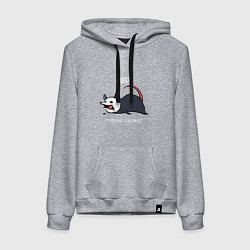 Толстовка-худи хлопковая женская Настроение: Кричать и лежать, цвет: меланж