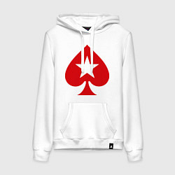 Толстовка-худи хлопковая женская Покер Пики Poker Stars, цвет: белый