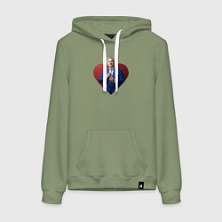 Толстовка-худи хлопковая женская Сердце Меладзе, цвет: авокадо