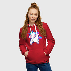 Толстовка-худи хлопковая женская Cute unicorn, цвет: красный — фото 2