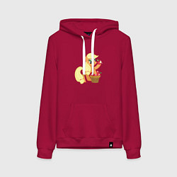 Толстовка-худи хлопковая женская Applejack, цвет: маджента