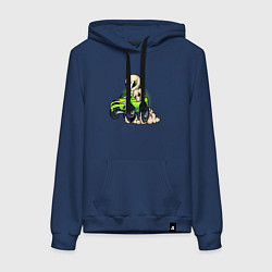 Женская толстовка-худи Мультяшный гонщик на джипе