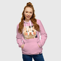 Толстовка-худи хлопковая женская Мем про котов, цвет: светло-розовый — фото 2