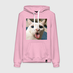 Толстовка-худи хлопковая женская Мем про кота, цвет: светло-розовый