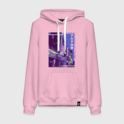 Толстовка-худи хлопковая женская Neon Asian Street Vaporwave, цвет: светло-розовый