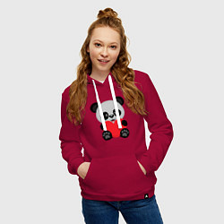 Толстовка-худи хлопковая женская Love Панда, цвет: маджента — фото 2