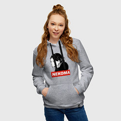 Толстовка-худи хлопковая женская Кенма Некома Волейбол!, цвет: меланж — фото 2