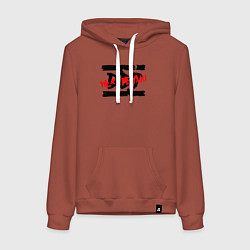 Толстовка-худи хлопковая женская DDT НЕ СТРЕЛЯЙ!, цвет: кирпичный