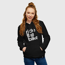 Толстовка-худи хлопковая женская Ride the bike, цвет: черный — фото 2