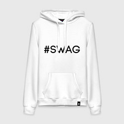 Толстовка-худи хлопковая женская #SWAG, цвет: белый