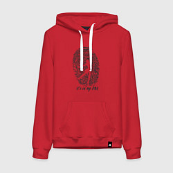 Толстовка-худи хлопковая женская Волейбол в ДНК, цвет: красный