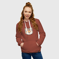 Толстовка-худи хлопковая женская Тарумару, цвет: кирпичный — фото 2