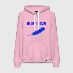 Толстовка-худи хлопковая женская Blue Origin logo перо, цвет: светло-розовый