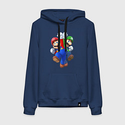 Толстовка-худи хлопковая женская Mario Bros, цвет: тёмно-синий