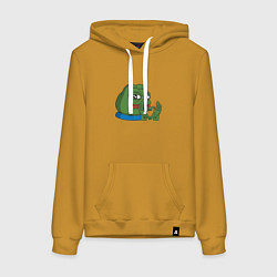 Толстовка-худи хлопковая женская Pepe love пепе лов, цвет: горчичный