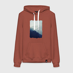Толстовка-худи хлопковая женская ОРЁЛ НАД ЛЕСОМ EAGLE, цвет: кирпичный