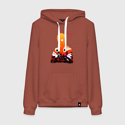 Толстовка-худи хлопковая женская Бой Сайтама и Бороса One Punch-Man, цвет: кирпичный