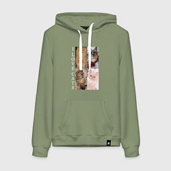 Женская толстовка-худи I LOVE CATS Я ЛЮБЛЮ КОШЕК