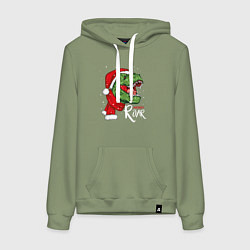 Толстовка-худи хлопковая женская T-rex Merry Roar, цвет: авокадо