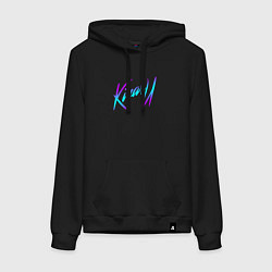 Толстовка-худи хлопковая женская КИЗАРУ НЕОН ЛОГО KIZARU NEON LOGO, цвет: черный