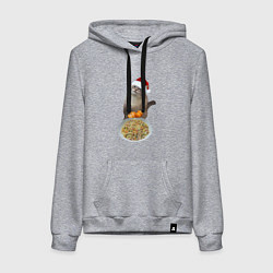 Женская толстовка-худи Новогодний кот и оливье