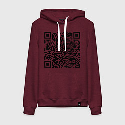 Толстовка-худи хлопковая женская QR-код Скала Джонсон, цвет: меланж-бордовый