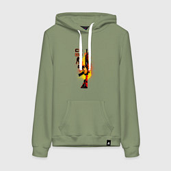 Толстовка-худи хлопковая женская CS GO Винтовка M4A4 HOWL, цвет: авокадо