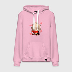 Женская толстовка-худи Маленький Казуха ест геншин импакт